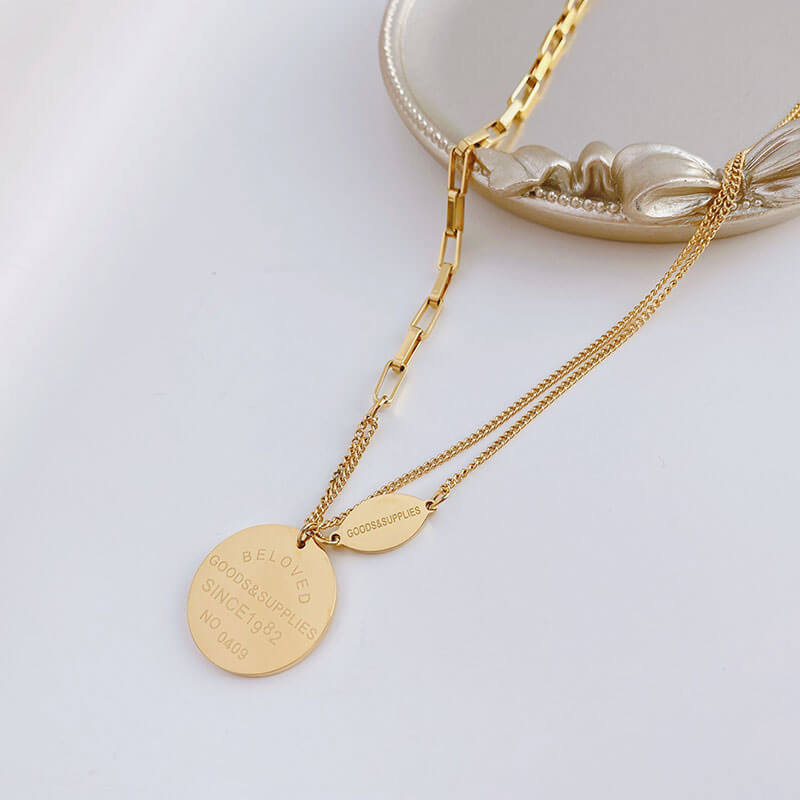 18k Gold Plated Letter Round Necklace