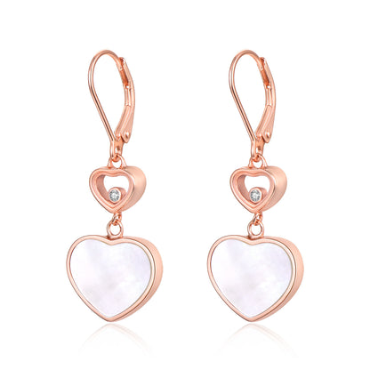 Rose Gold Red Agate Double Heart Shape Stud Earrings