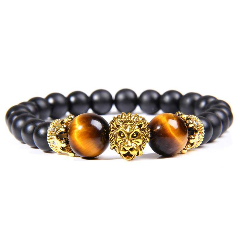 Natural Crystal Stone Lion Symbol Bracelet