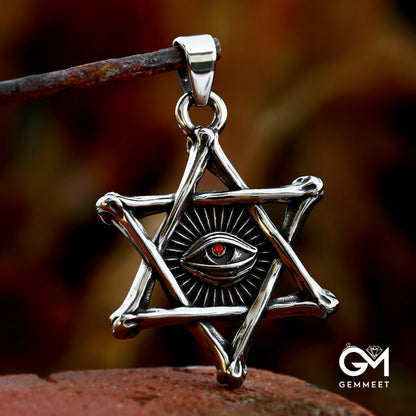 Hex Star Stainless Steel Devil's Eye Pendant