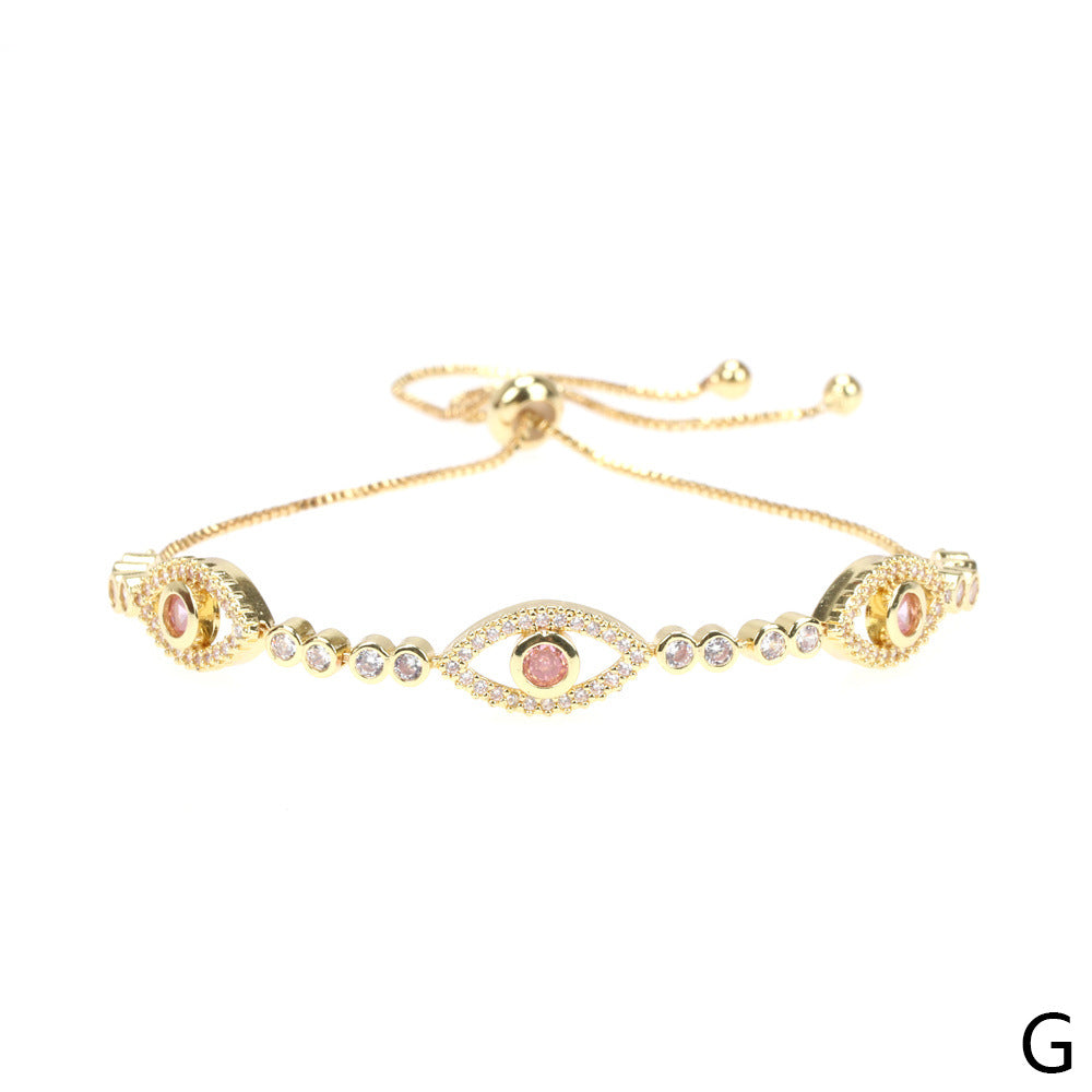 Golden Hollow Evil Eye Full Stones Bracelet