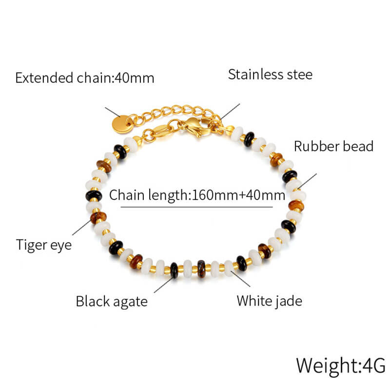 Boho Style Tiger Eye Stone Bracelet Retro Ethnic Style Beaded Bracelet