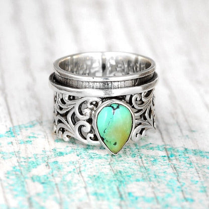 Preorder: Retro Boho Teardrop Turquoise Ring