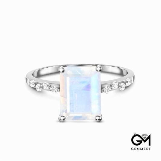 Simple Square Moonstone Ring