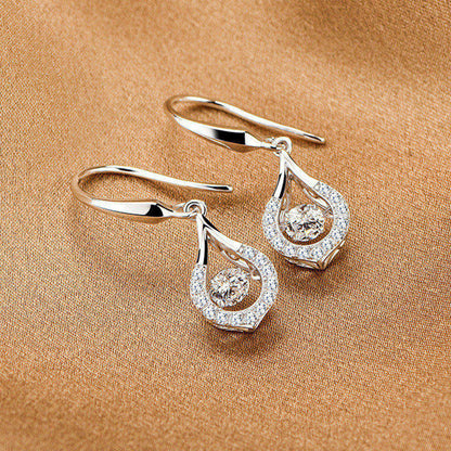 White Gold Drip Shape Beating Shinny Dangle Earrings