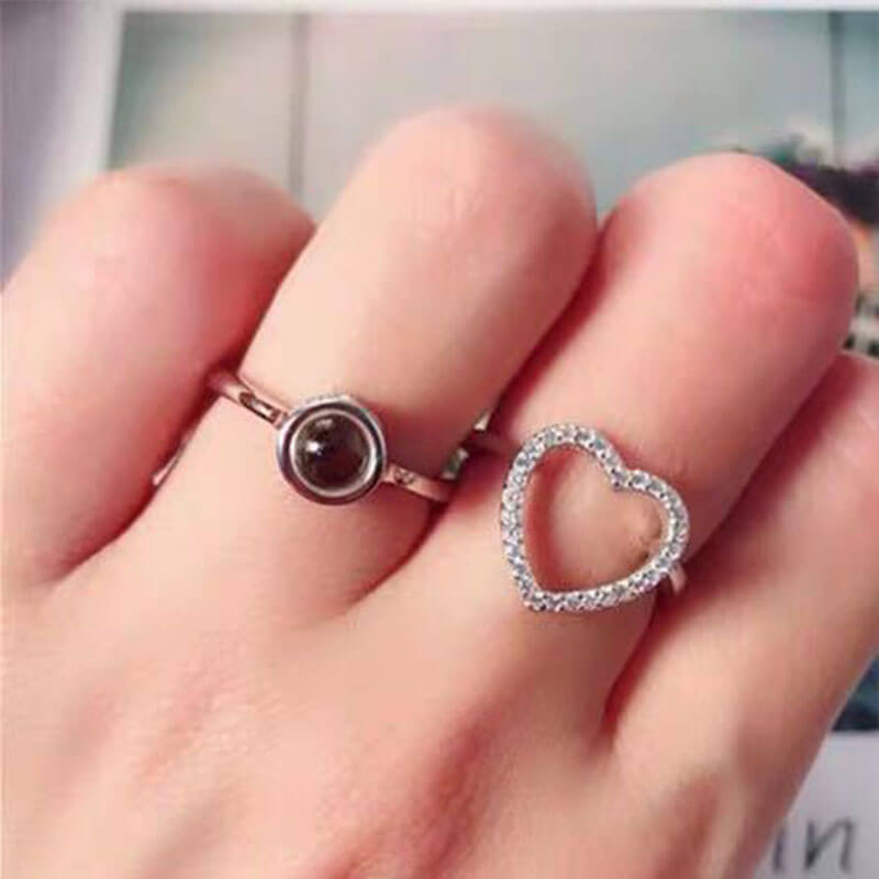 Hollow Heart Full Stones 2-Piece Rings