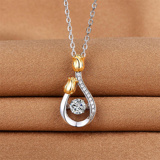 Rose Drip Shape Full Stones Beating Pendants Chains