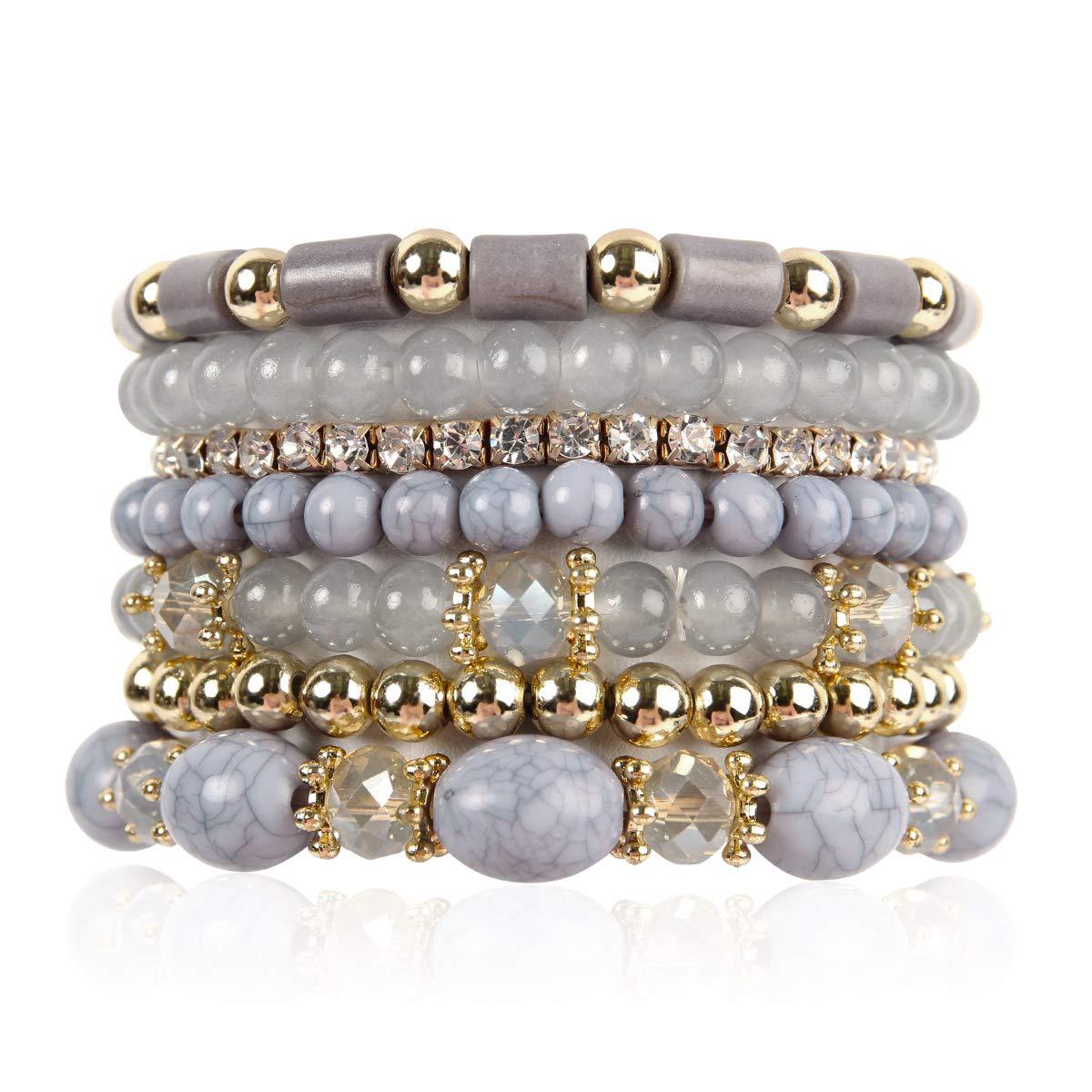 Grey Stones Fold Wear Bead Bracelet