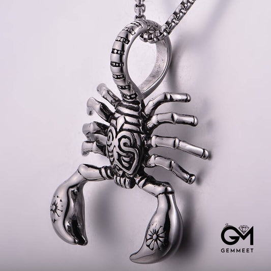 Vintage Stainless Steel Scorpion Pendant Necklace