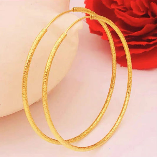 Golden Frosted Dangle Big Hoop Earrings