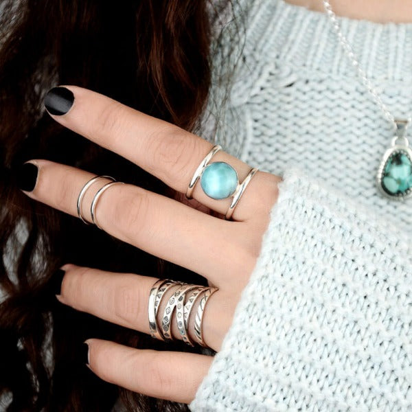 Preorder: 2 Layers Larimar Boho Ring