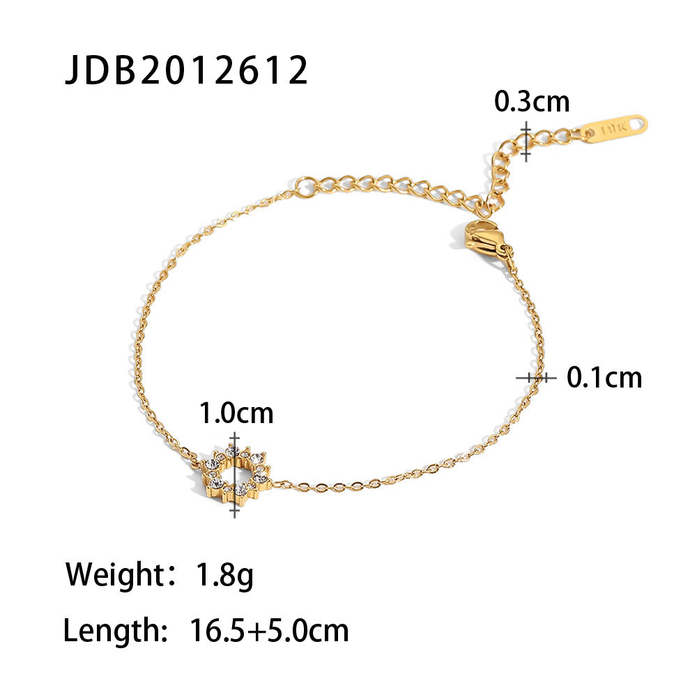 Hollow Halo Full Stones Pendant Chain Bracelet