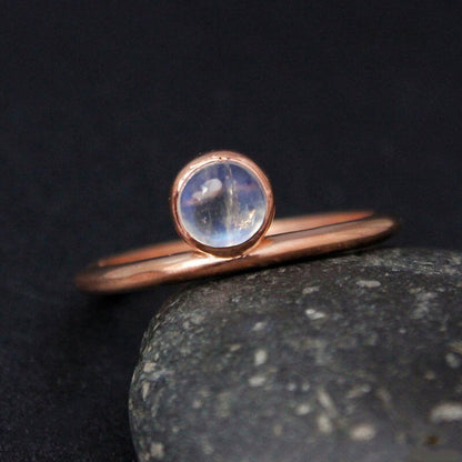 Minimalism Rose Gold Round Cut Moonstone Ring