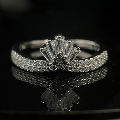 White Gold Crown Shape Full Stones Band Ring