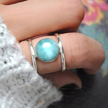 Preorder: 2 Layers Larimar Boho Ring