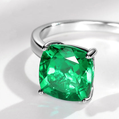 White Gold Clip-On Adjustable Emerald Ring