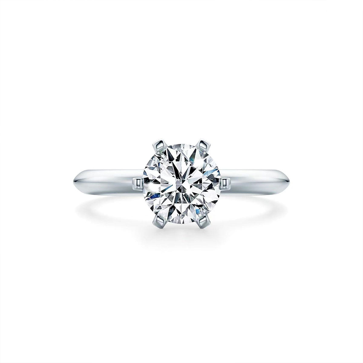 White Gold Classic Six Prong Setting Adjustable Moissanite Ring