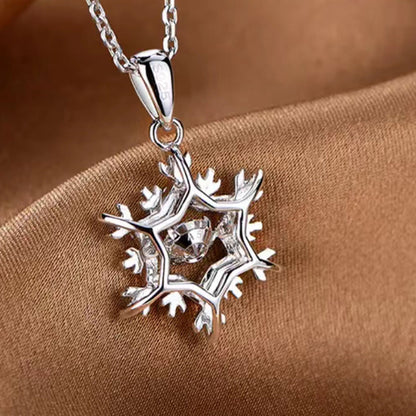 White Gold Snowflake Shape Beating Shinny Pendants Chains