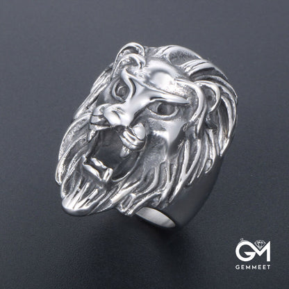 Titanium Steel Lion Head King of The Forest Ring