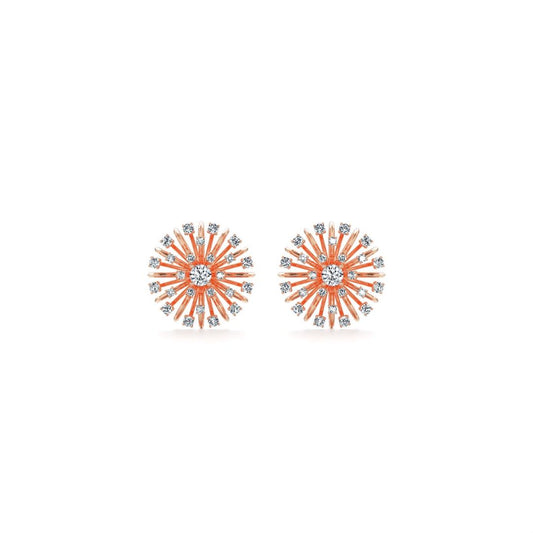 Rose Gold Sun Flower Moissanite Stud Earrings