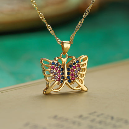 Color Stones Stones Animals Pendant Necklace