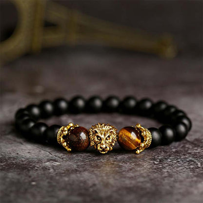 Natural Crystal Stone Lion Symbol Bracelet