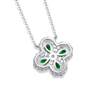 Hollow Four-leaf Clover Emerald Chain