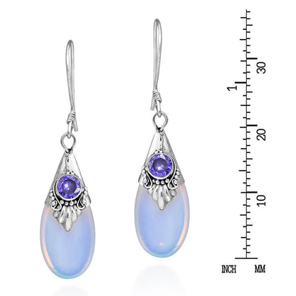 Retro Drip Shape Pear Cut Moonstone Earrings