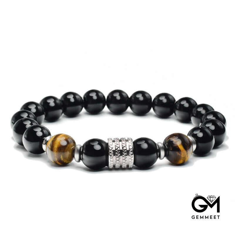 Fashion Tiger Eye with Obsidian Protection Bracelet