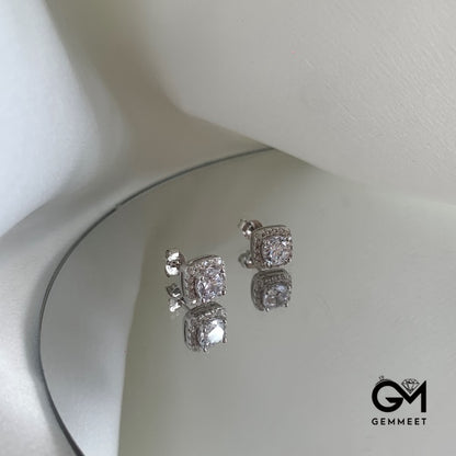 S925 Sterling Silver Set with Round Zircon Sparkle Earrings