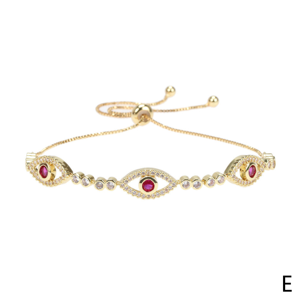 Golden Hollow Evil Eye Full Stones Bracelet