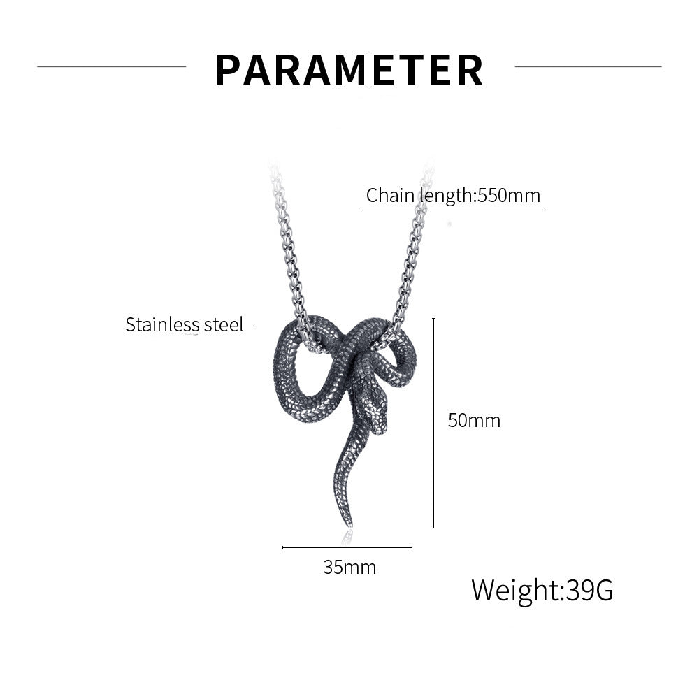 Titanium Steel Snake Pendant Chain Necklace