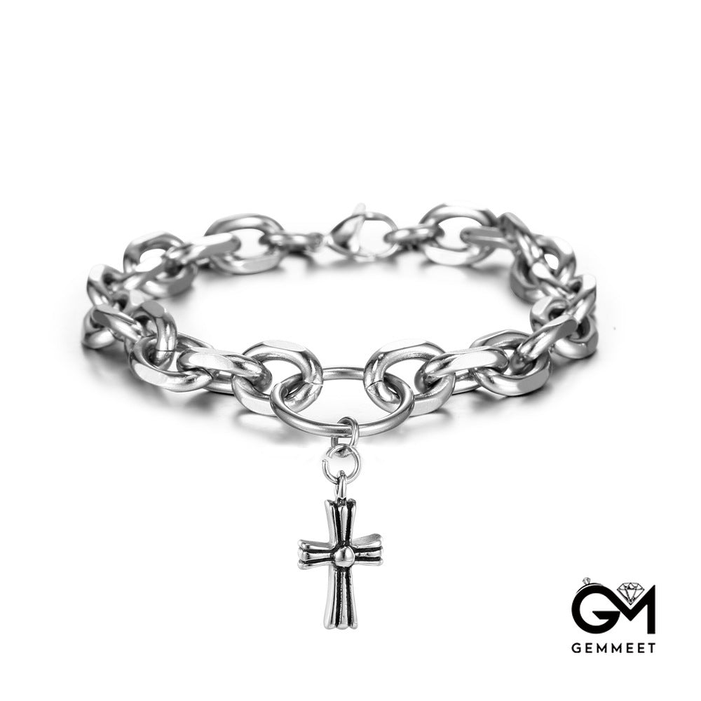 Stainless Steel Cross Bracelet Motorcycle Necklace