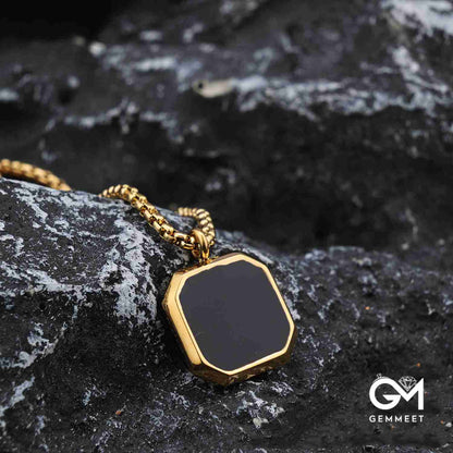 Black Square Pendant Necklace