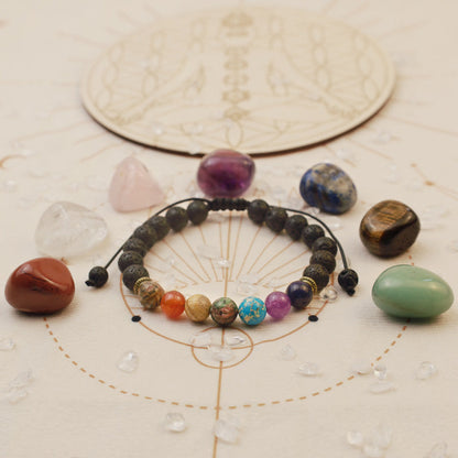 Agate Real Stone Lava Stones Chakra Bracelet