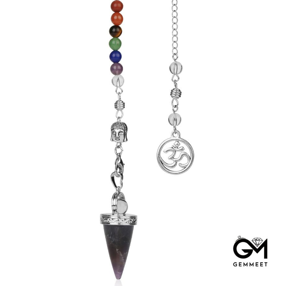 Multicolored Necklace Amethyst Cone Pendant