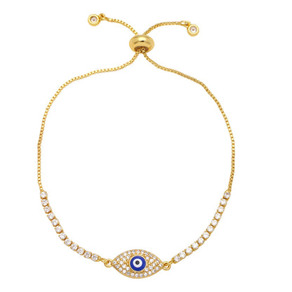 Golden Evil Eye Full Stones Tennis Bracelet