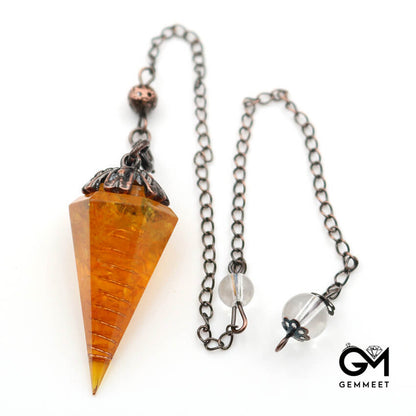 Bronze Crystal Hexagon Cone Pendant