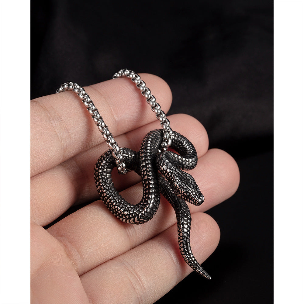 Titanium Steel Snake Pendant Chain Necklace