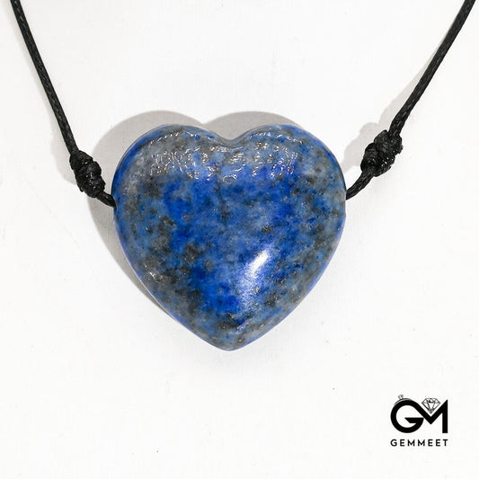 Lapis Lazuli Crystal Charm Heart Pendant Necklace