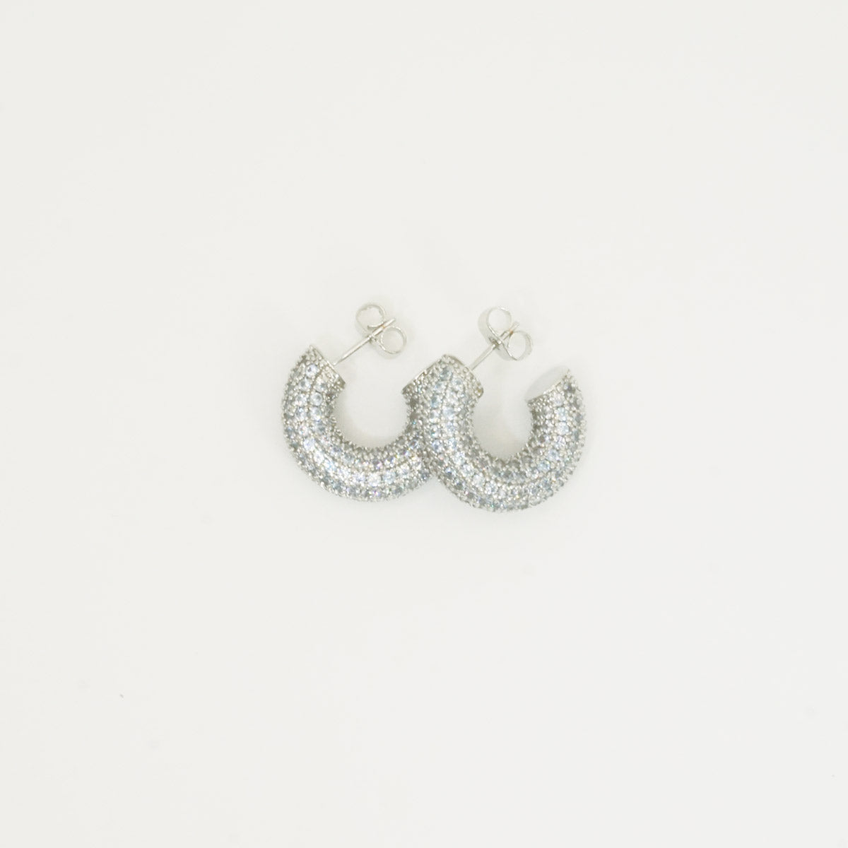 White Gold Full Stones Cameron Small Hoop Earrings