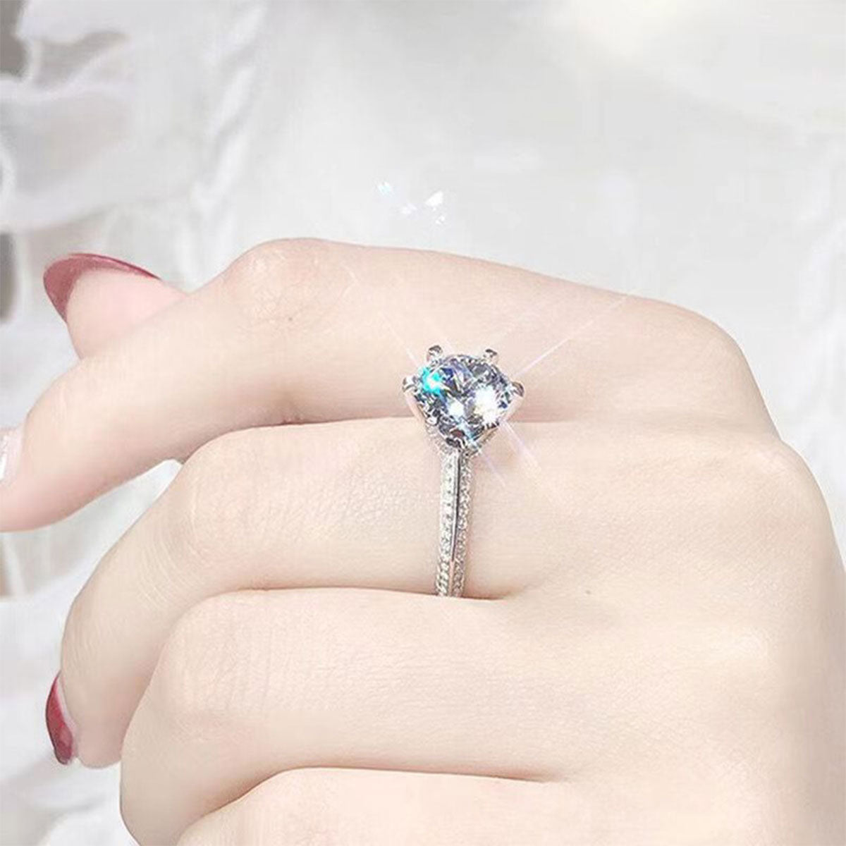 White Gold S925 Channel Setting Stones Adjustable Moissanite Ring