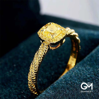 "Moonlit Golden Kiss" - Small Sugar Cube Citrine 18k Gold Plated Ring