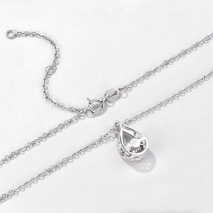 White Gold Drip Shape Beating Shinny Pendants Chains