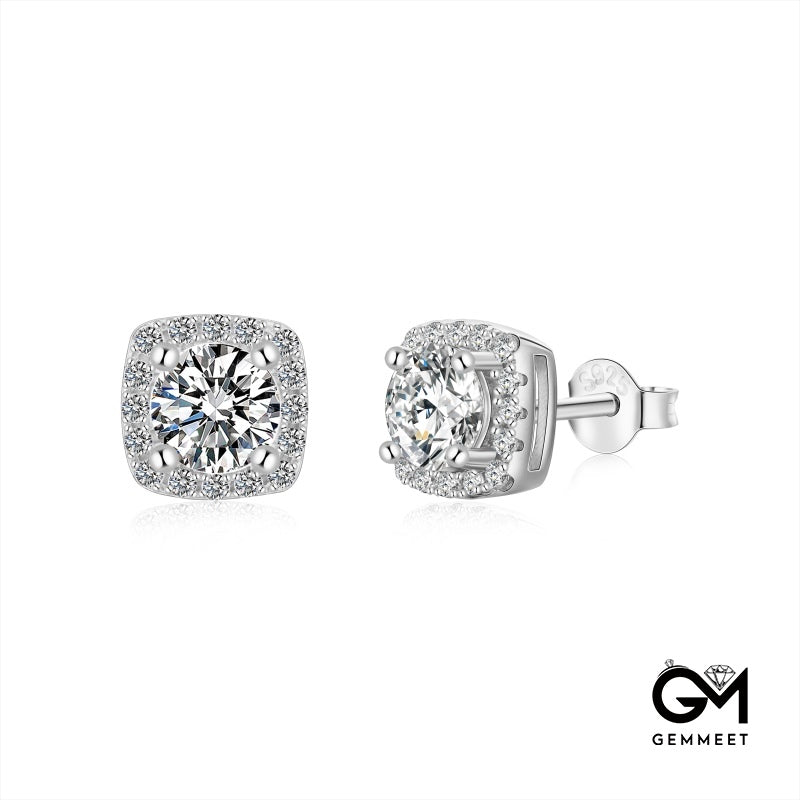 S925 Sterling Silver Set with Round Zircon Sparkle Earrings