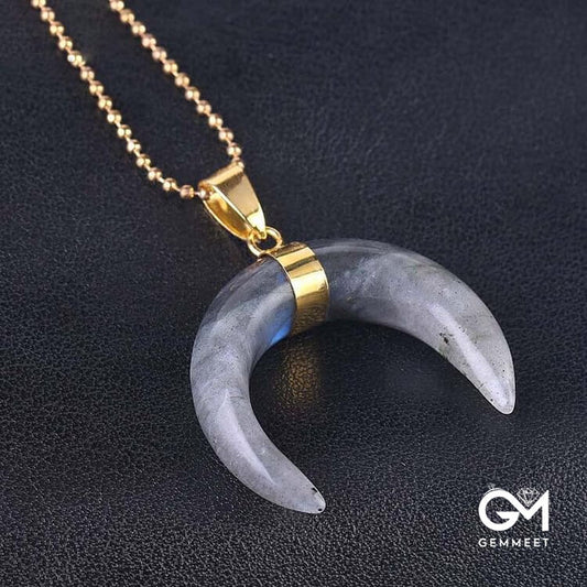 Stone Crescent Moon Necklace