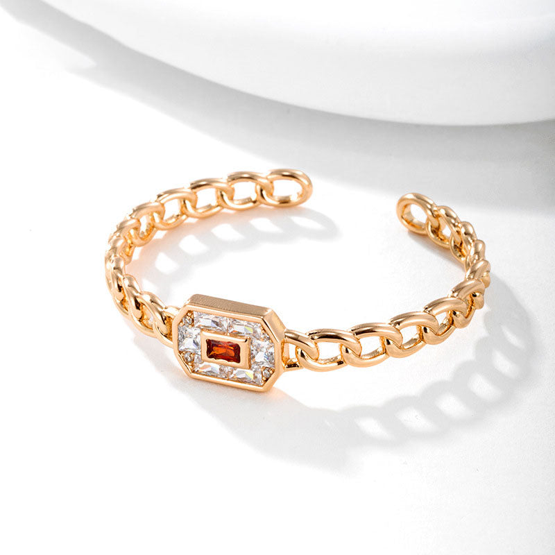 K Gold-plated Zircon Hollow Chain Bracelet