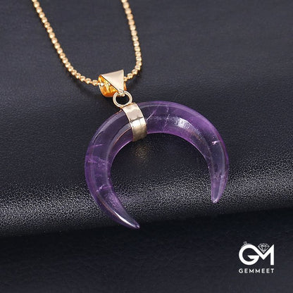 Stone Crescent Moon Necklace