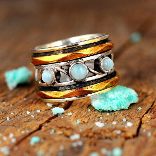 Preorder: Three Stones Larimar Boho Ring