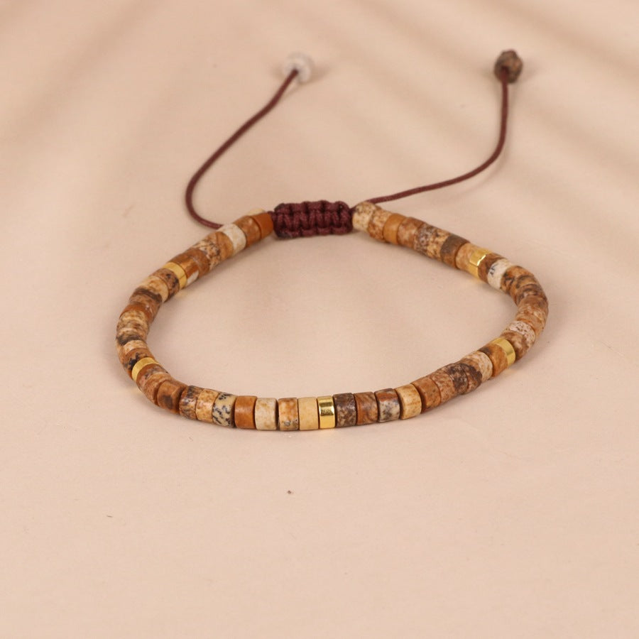 Picture Stone Bead Woven Bracelet